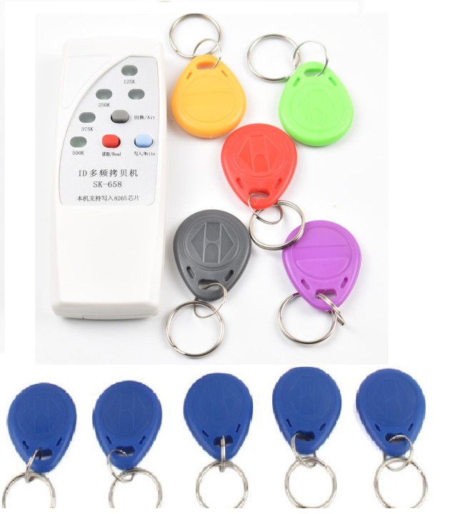 4 Frequenz RFID Kopierer / Duplicator / Cloner ID EM Leser & Schriftsteller + 10pcs EM4305 T5577 beschreibbaren Keyfob eclats an