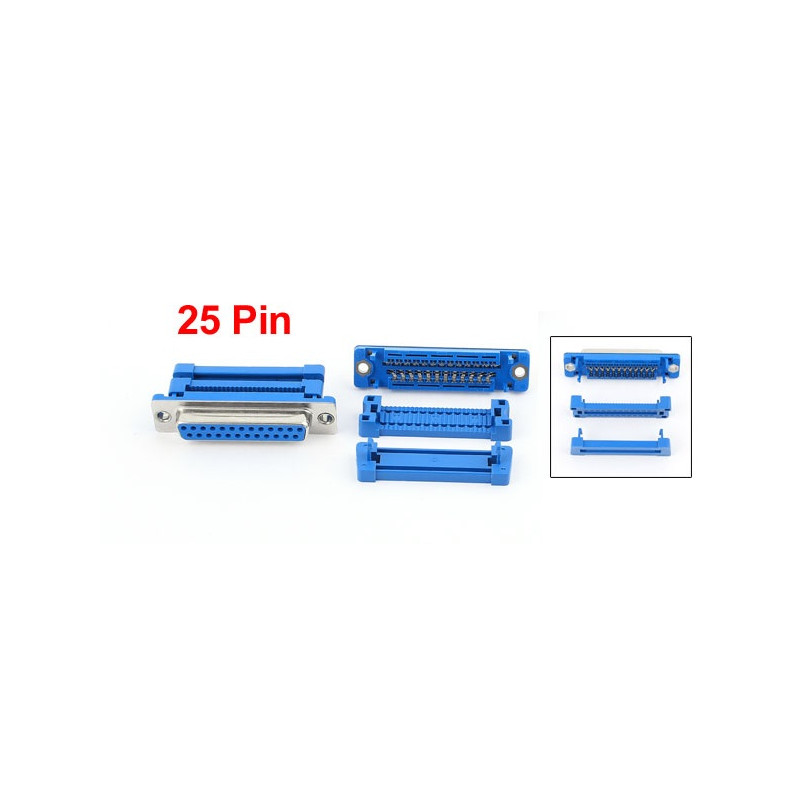 uxcell IDC D-Sub Ribbon Cable Connector 25-pin 2-Row Male Plug IDC Crimp Port Terminal Breakout for Flat Ribbon Cable Blue Pack of 5 