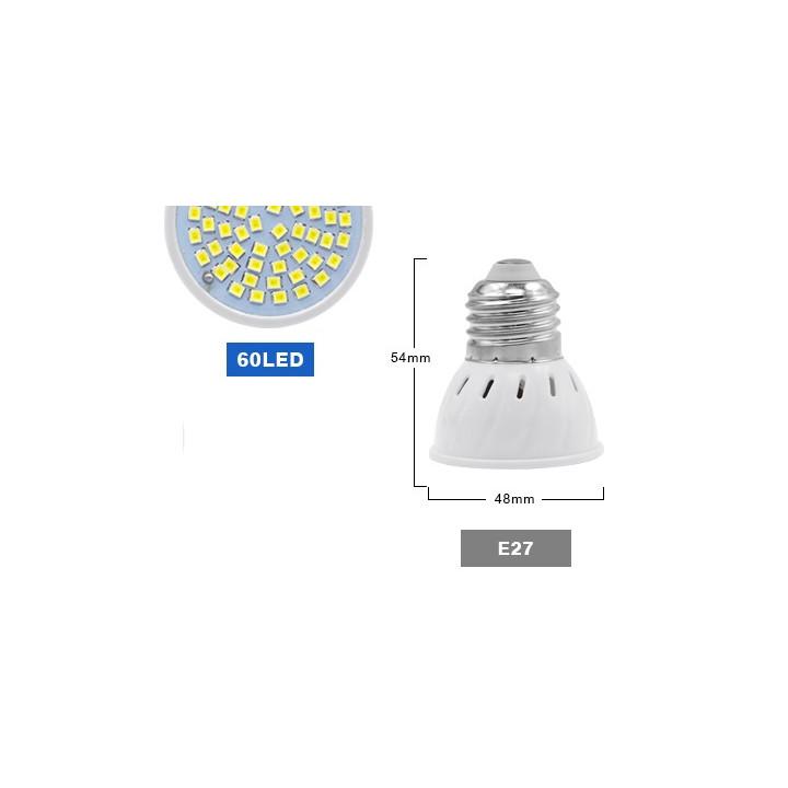 Lampadina spot led e27 60 led 220v 230v 240v bianco freddo jr international - 1