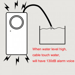 Rivelatore di sensori di allarme di overflow di dispersione di acqua senza fili 130dB Funzionamento di allarme per la casa di al