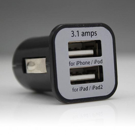 Chargeur voiture Allume cigare double USB 3.1A iPad Iphone