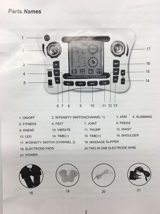Salida de doble canal Estimulador del músculo del nervio del alivio del dolor EMS Tens Massager de la terapia del cuerpo Aparato