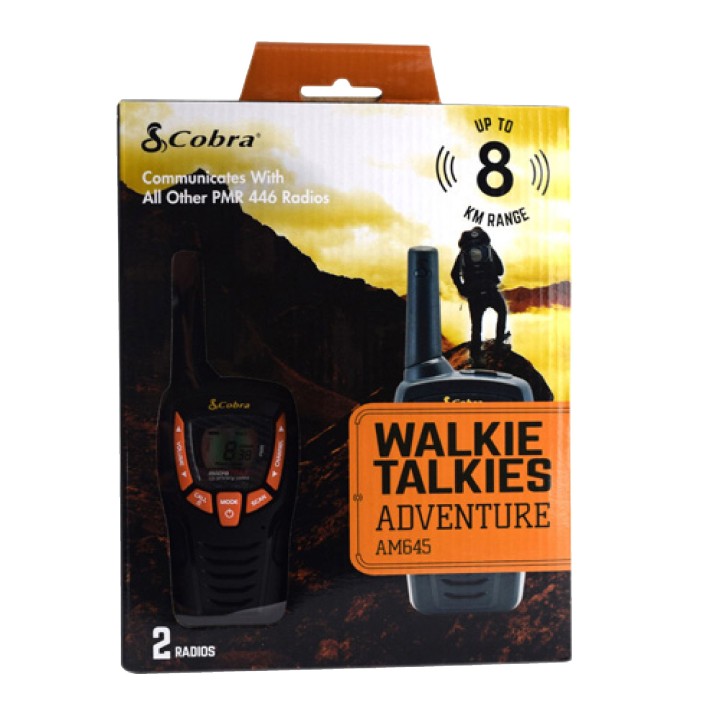 Walkie talkie cobra pmr 8 km gamma 8 canali arancione nero AM645 jr  international - 1