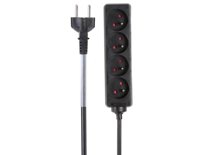 Blocco domestico 4 prese 220v max 3500w 16a 1.5m cavo 3g1.5 ho5vv-f terreno francese eb4stb jr international - 1