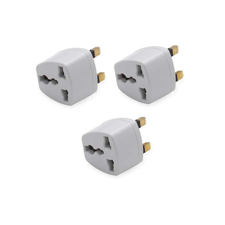 3 X Adaptador electrico enchufe europeo hacia enchufe ingles lle929 adaptador convertidor jr international - 1