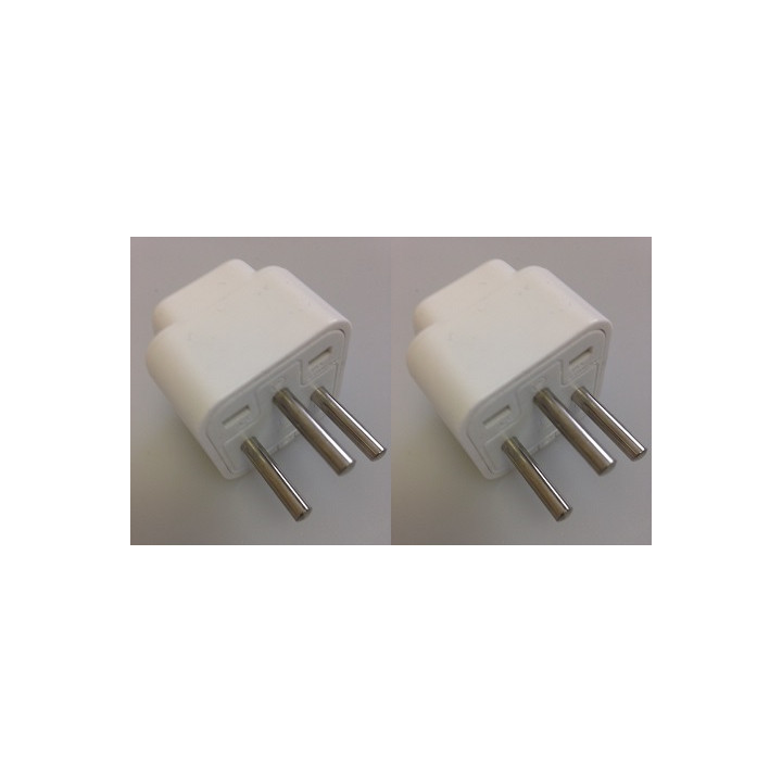 2 X Adattatore CA israel 3 perni rotondi con terra jr international - 1