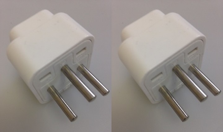2 X AC adapter israel 3 round pins with ground jr international - 1