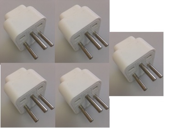 5 X Adaptador de CA israel 3 clavijas redondas con suelo jr international - 1