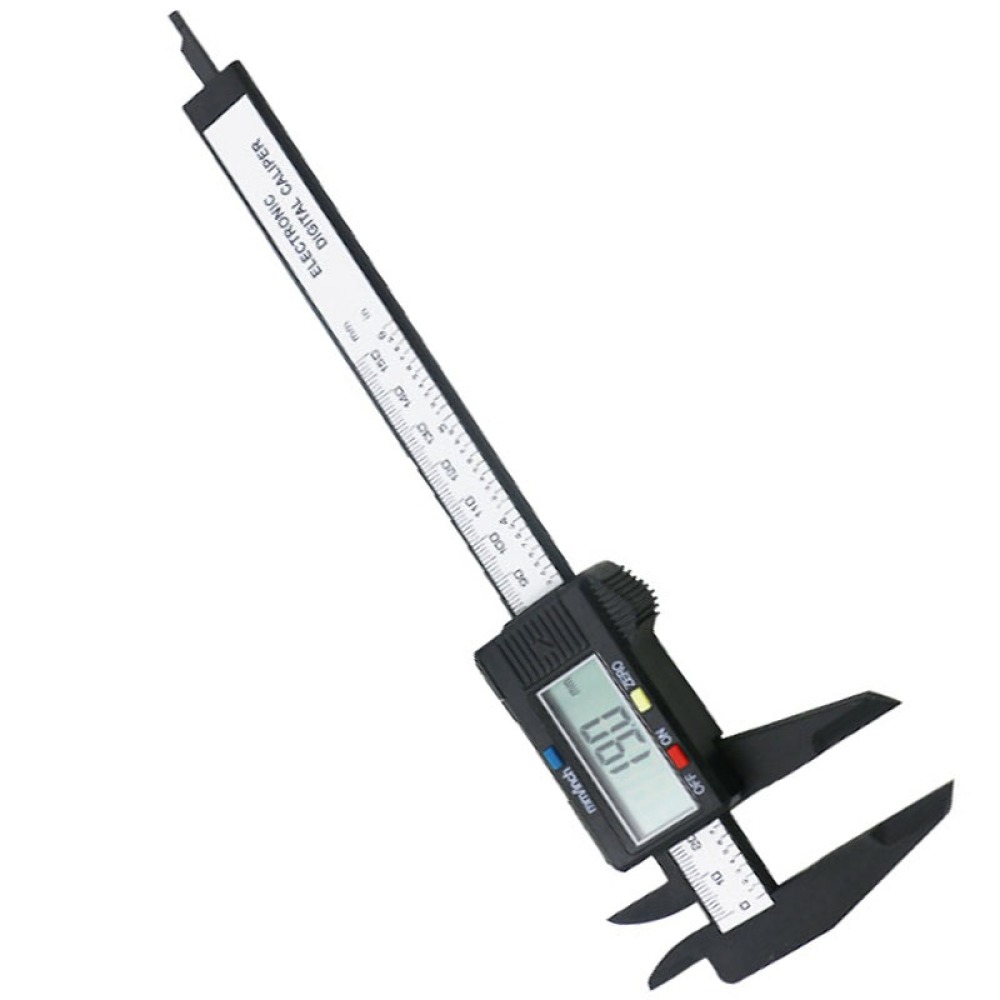 Pied à Coulisse Numérique 150 Mm/6″ – Acier Inoxydable, Noir, Avec 3 Piles LR44