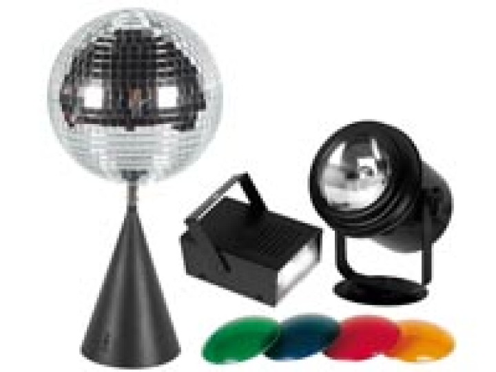 Kit par36 disco ball luce sfaccettata 4 colori filtri motore 20w strobe strobe vdlprom9 velleman - 1