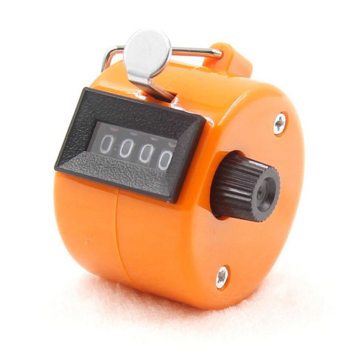 Contador metal naranja de visitas manual personas mercancias contar personas, vueltas, puntuación del golf cuenta de 0 a 9999 ec