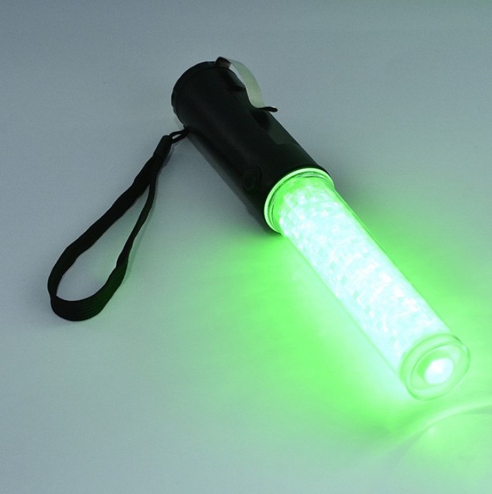 Baton lumineux 26cm torche Eclairage led lumiere vert circulation route aeroport eclats antivols - 1