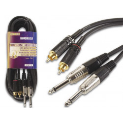 Professional audio cable, 2 x rca male to 2 x 6.35mm mono jack (5m) velleman - 1