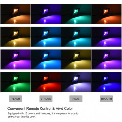 Projecteur LED RGB 10w Lampe Extérieur IP66 avec 16 Couleurs et 4 Modes d'éclairage pour Déco ledgle - 6