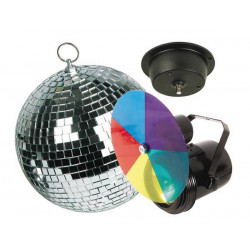 Disco light kit par36 pin spot, colour wheel (5 colours), mirror ball ø 20cm with motor velleman - 1