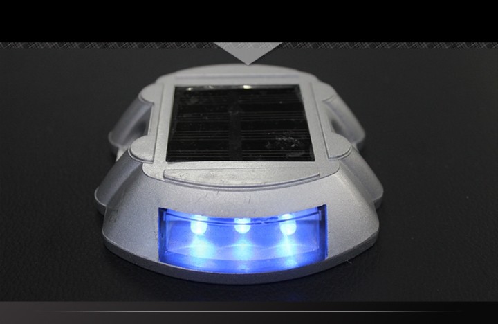 Segnaletica a luce solare con perno blu per strada a 6 segnalazioni di sicurezza stradale a led eclats antivols - 7