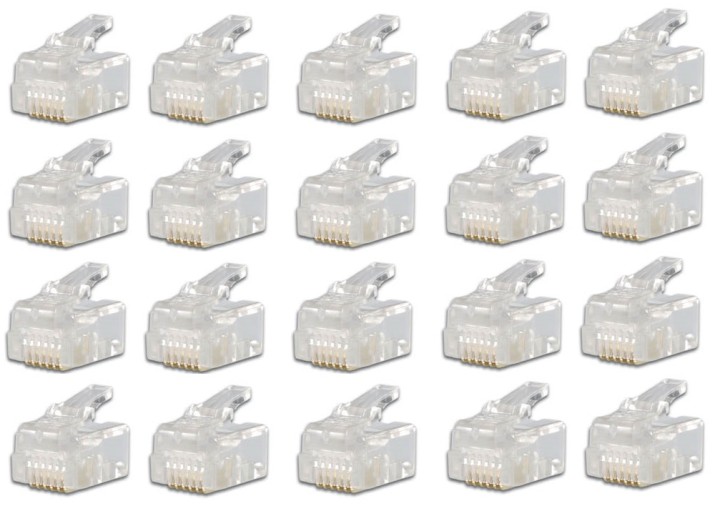 Lot de 20 Modulars plug pour câble plat, 6P6C Non blindé eclats antivols - 1