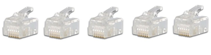 Lot de 5 connecteurs Câble RJ-11 6P4C RJ11 à sertir-Pour prise modulaire eclats antivols - 1