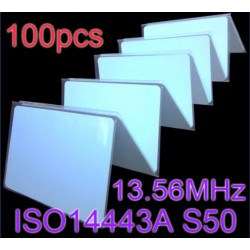 100 x Scheda RFID 13.56Mhz ISO14443A MF S50 Scheda Smart di prossimità di nuova scrittura Scheda NFC 0,8 mm sottile per il siste