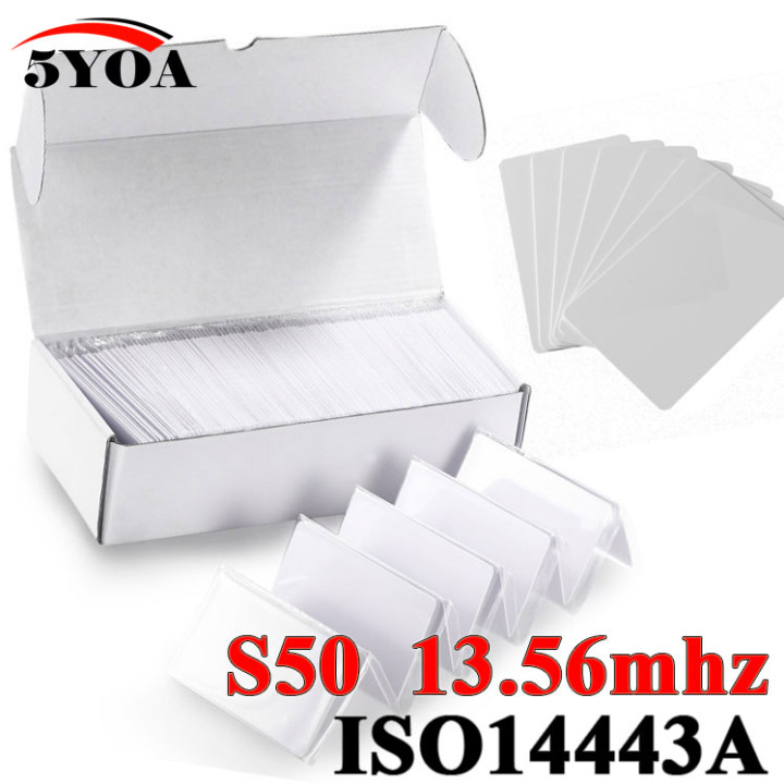 100 x Scheda RFID 13.56Mhz ISO14443A MF S50 Scheda Smart di prossimità di nuova scrittura Scheda NFC 0,8 mm sottile per il siste