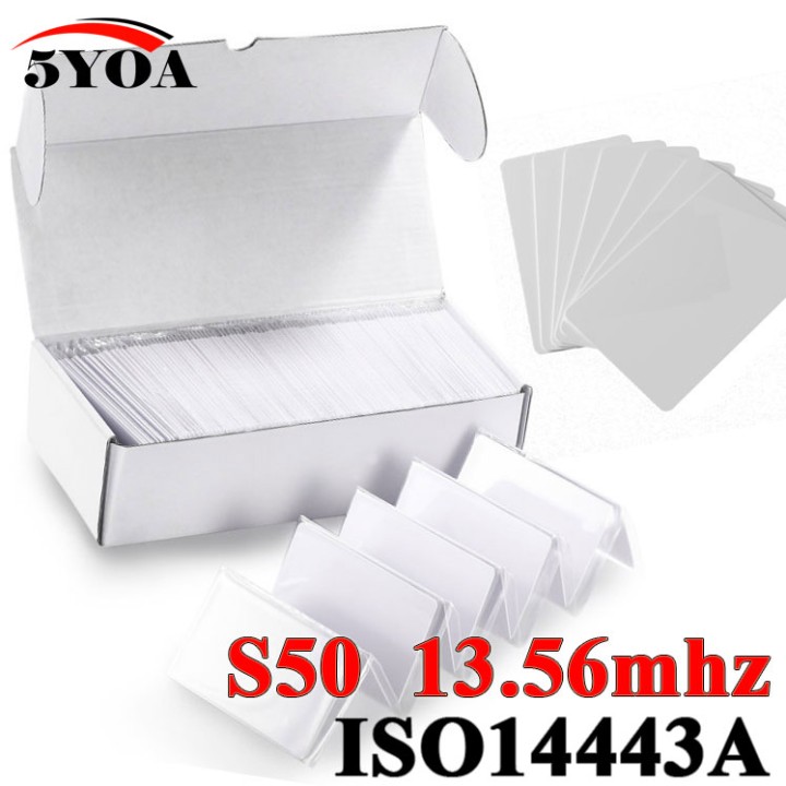 100 x RFID-Karte 13.56Mhz ISO14443A MF S50 Re-beschreibbare Proximity Smart Card NFC-Karte 0.8mm Dünn für Access Control System 