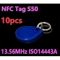 10 X ISO14443A RFID 13.56MHz S50 Fibra inteligente IC Fobs / IC Tag / NFC Tag # 3H Memoria 1K Reescribible Impermeable eclats an