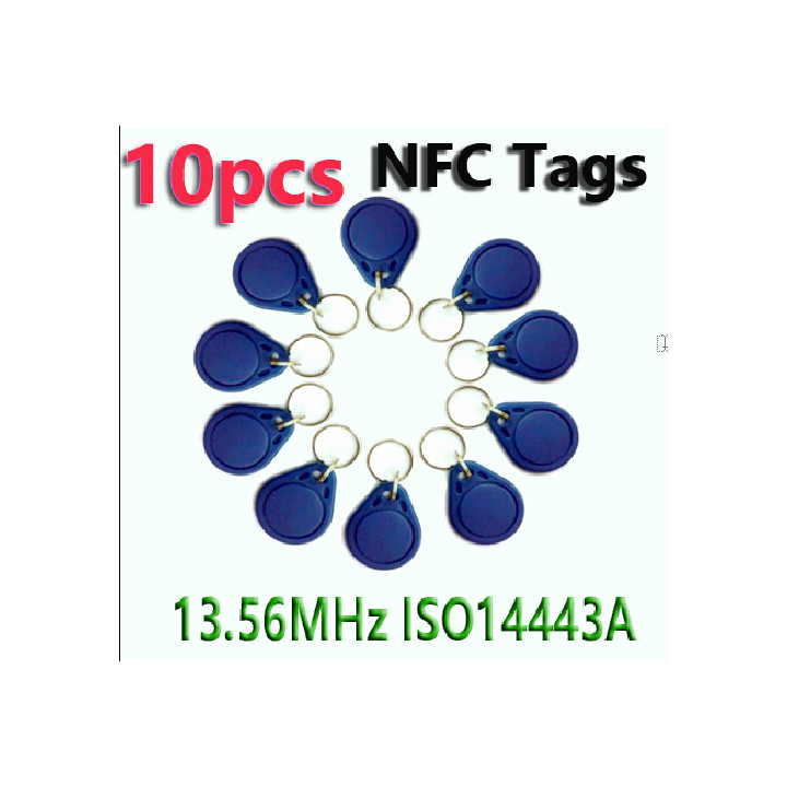 10 X ISO14443A RFID 13.56MHz S50 Fibra inteligente IC Fobs / IC Tag / NFC Tag # 3H Memoria 1K Reescribible Impermeable eclats an