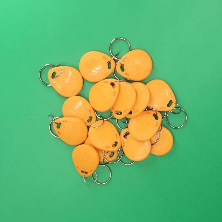 10 Tag 13.56mhz jaune rfid ic iso14443A s50 clef porte cle etanche Anti-corrosion mifare nfc 1K eclats antivols - 1