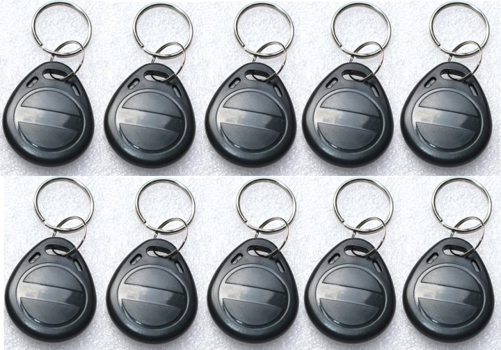 10 Tag 13.56mhz noir rfid ic iso14443A s50 clef porte cle etanche Anti-corrosion mifare nfc 1K eclats antivols - 1