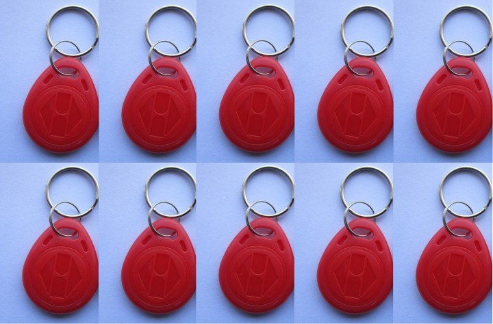 10 Tag 13.56mhz rouge rfid ic iso14443A s50 clef porte cle etanche Anti-corrosion mifare nfc 1K eclats antivols - 1