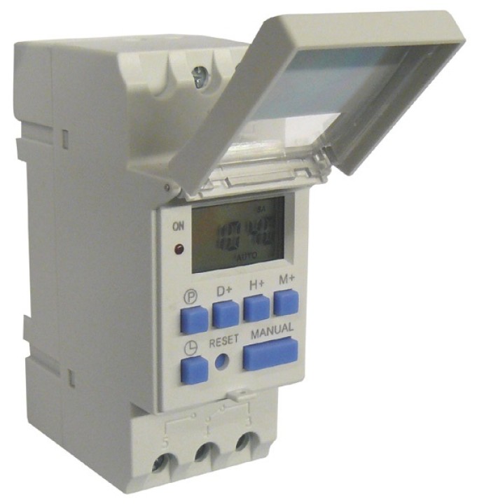 Programmateur hebdomadaire 110v 2200w thc15a rail din horloge electrique minuterie digitale 7 jours eclats antivols - 1