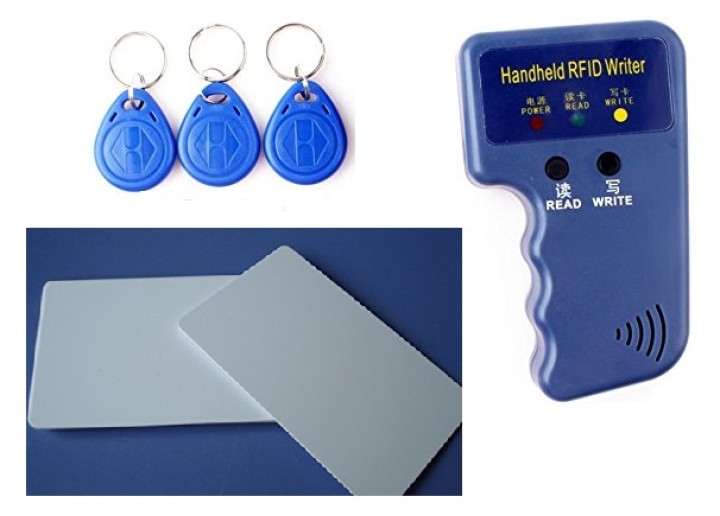 Copier duplicator em4100 em4305 T5577 programmer card 3 RFID tag 125 KHz + 2 cards eclats antivols - 1
