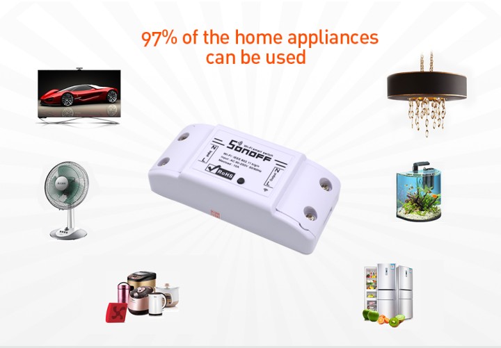 Sonoff Basic - Smart Funkschalter WIFI Smart Switch für MQTT Smart Home COAP, funktioniert mit Alexa, Google Home Assistant ecla