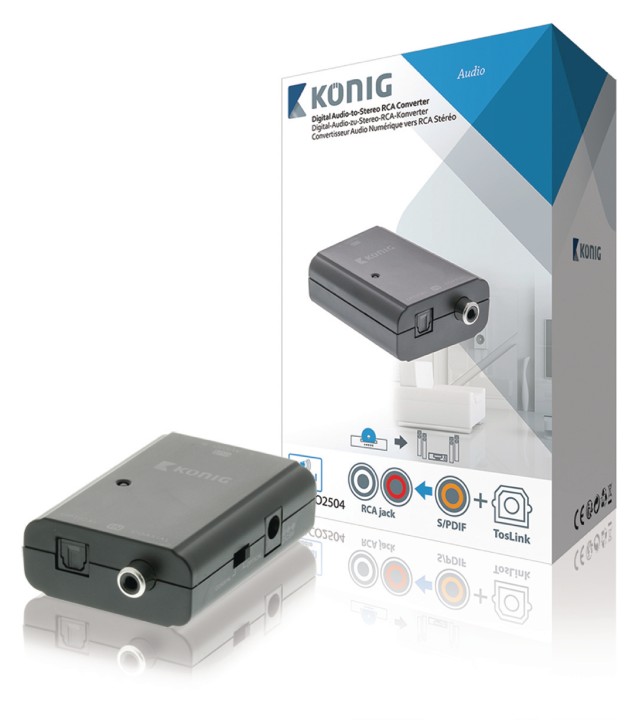 Toslink 1x Toslink Female + 1x SPDIF (RCA) Female - 2x RCA Female Dark Grey konig nedis - 5