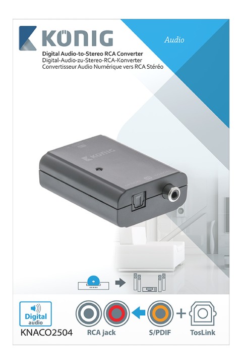 Toslink 1x Toslink Female + 1x SPDIF (RCA) Female - 2x RCA Female Dark Gray konig nedis - 2