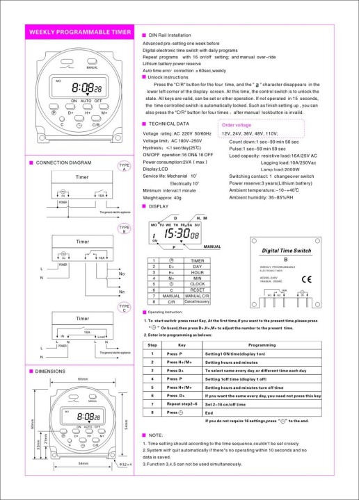 CN101 DC 12V Digital LCD potencia programable temporizador relé interruptor eclats antivols - 5