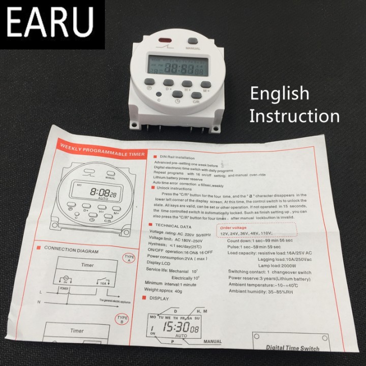 CN101A 220 V Digital LCD Power Timer Programmierbare Zeitschaltuhr Relais 8A ZU 16A CN101 TIMER wöchentliche timer stabile timer