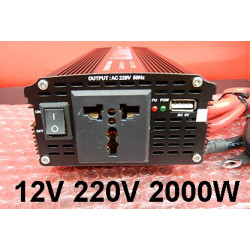 Modified sine wave power inverter 2000w 12vdc in 230vac out french plug 'auto restart' velleman - 6