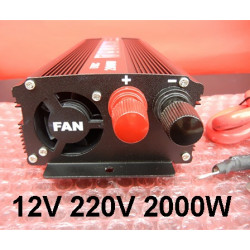 Modified sine wave power inverter 2000w 12vdc in 230vac out french plug 'auto restart' velleman - 7