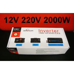 Modified sine wave power inverter 2000w 12vdc in 230vac out french plug 'auto restart' velleman - 8