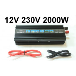 Modified sine wave power inverter 2000w 12vdc in 230vac out french plug 'auto restart' velleman - 10