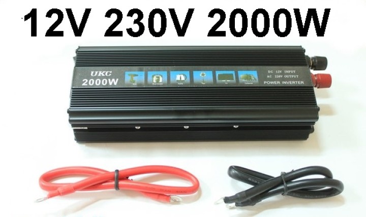 Modified sine wave power inverter 2000w 12vdc in 230vac out french plug 'auto restart' velleman - 10