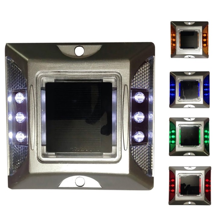 Prigioniero solare stradale con catarifrangente quadrato in alluminio LED Cat Rye con ancoraggio eclats antivols - 4