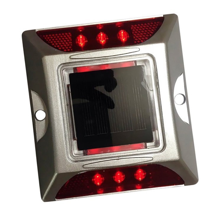 Square Aluminum LED Cat Rye Reflector Solar Road Stud with Anchor eclats antivols - 3
