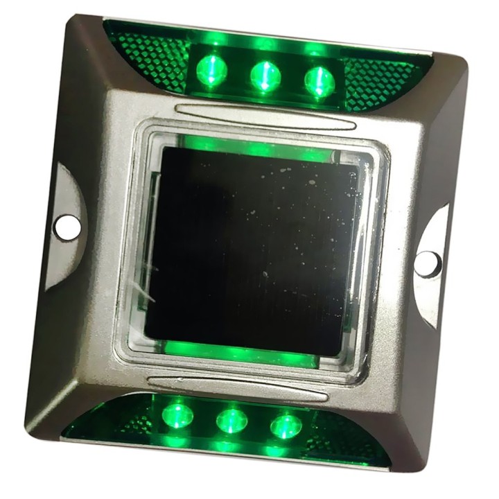 Square Aluminum LED Cat Rye Reflector Solar Road Stud with Anchor eclats antivols - 1