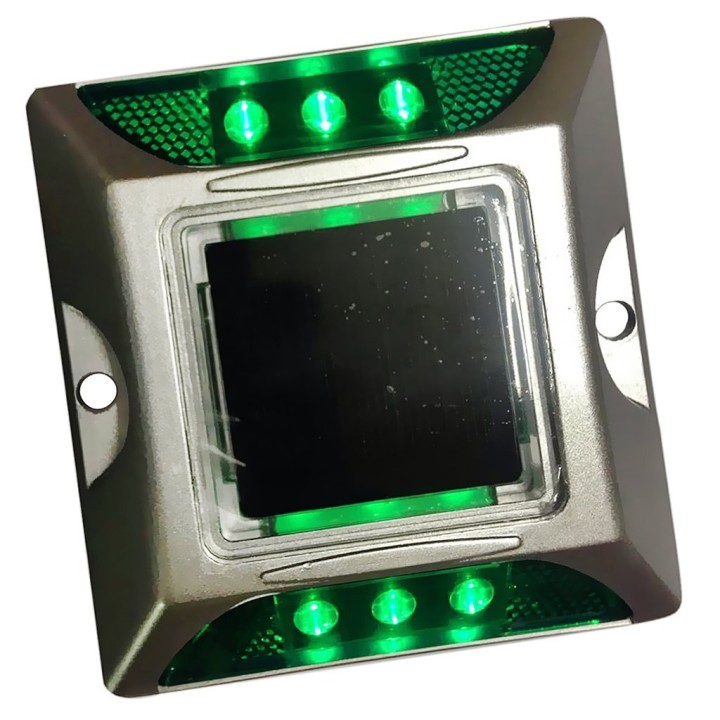 Square Aluminum LED Cat Rye Reflector Solar Road Stud with Anchor eclats antivols - 3