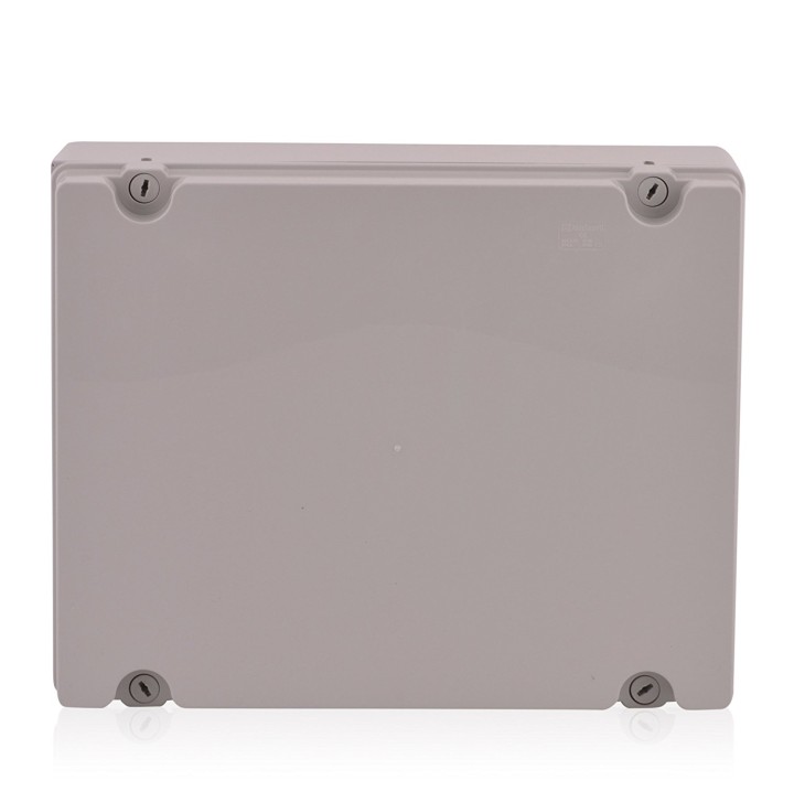 Contenitore industriale JS7530 380x300x120mm con coperchio grigio e viti a cerniera di Spitzenspannung Elektrotechnik eclats ant