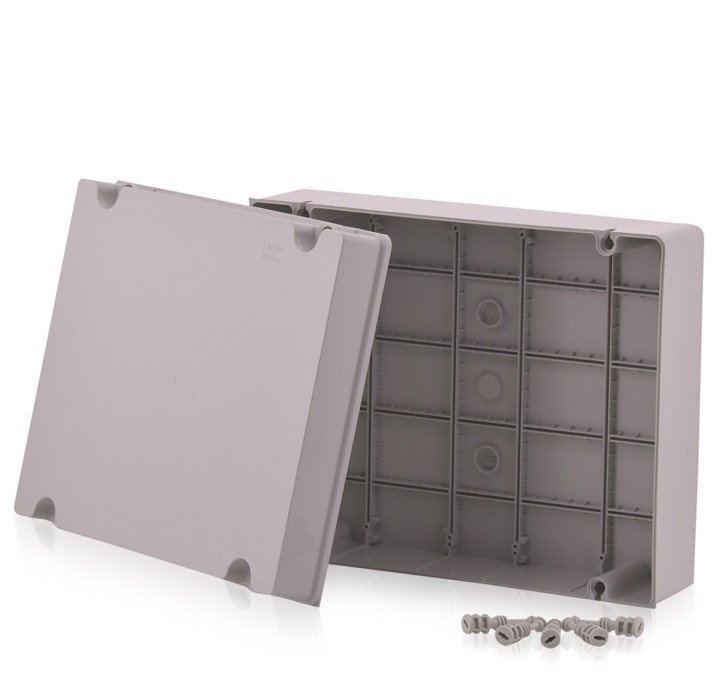JS7530 Industrial Enclosure 380x300x120mm with Grey Cover and Hinged Screws from Spitzenspannung Elektrotechnik eclats antivols 
