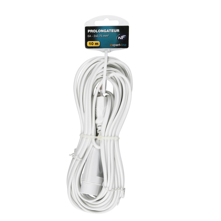 Prolongateur rallonge electrique 10m blanc 488051 cordon secteur 6a 2 x 0.75 cogex - 2