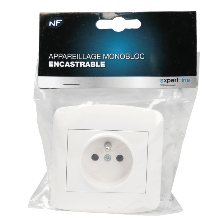 Prise electrique encastrable 2p+t 16a 220v Blanc 484739 cogex - 2
